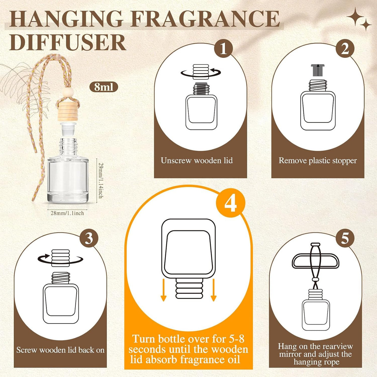 AROIC 6Pack Car Air Freshener, Hanging Essential Oil Air Freshener Diffuser Jansha Store