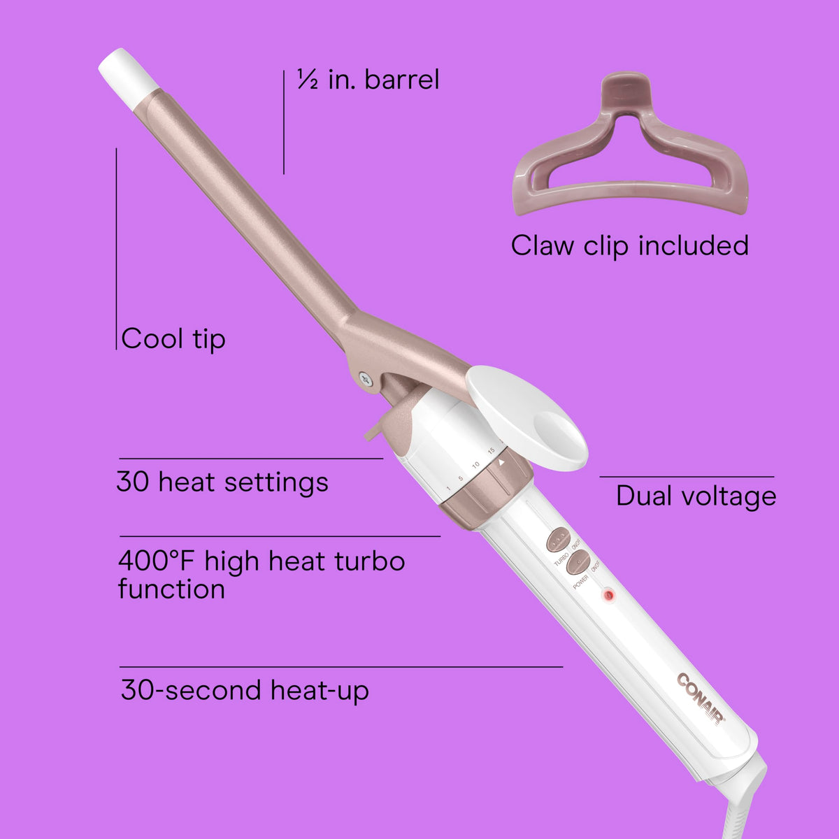 Conair Curling Iron, Double Ceramic, 1/2-in. Barrel, White/Rose Gold Jansha Store