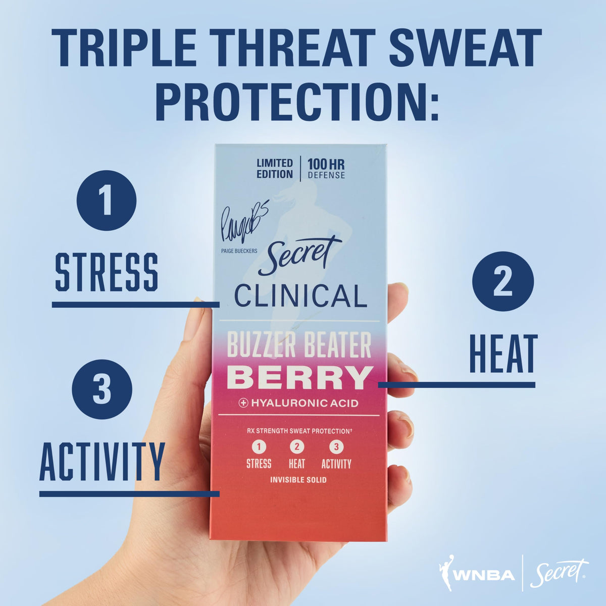 Secret Clinical Strength 100HR Sweat & Odor, Invisible Solid Antiperspirant Deodorant for Women, 3X Stress Protection with Hyaluronic Acid, PH Balanced, Clean Lavender Scent, 2.6 oz Jansha Store