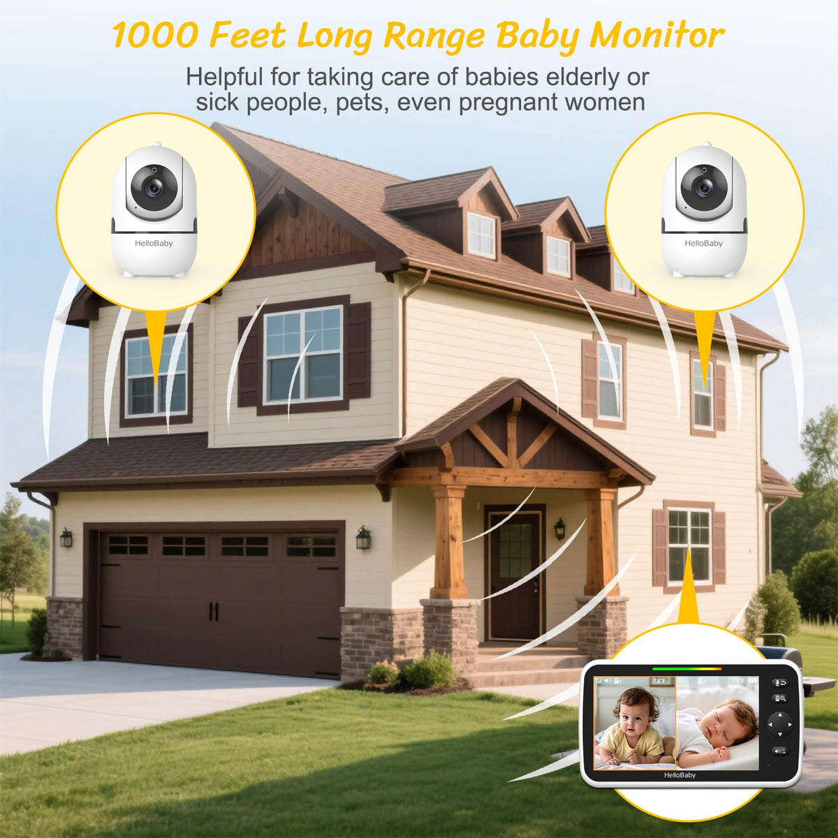 HelloBaby No WiFi Baby Monitor Camera and Audio HB6550, 5" Video Screen Jansha Store