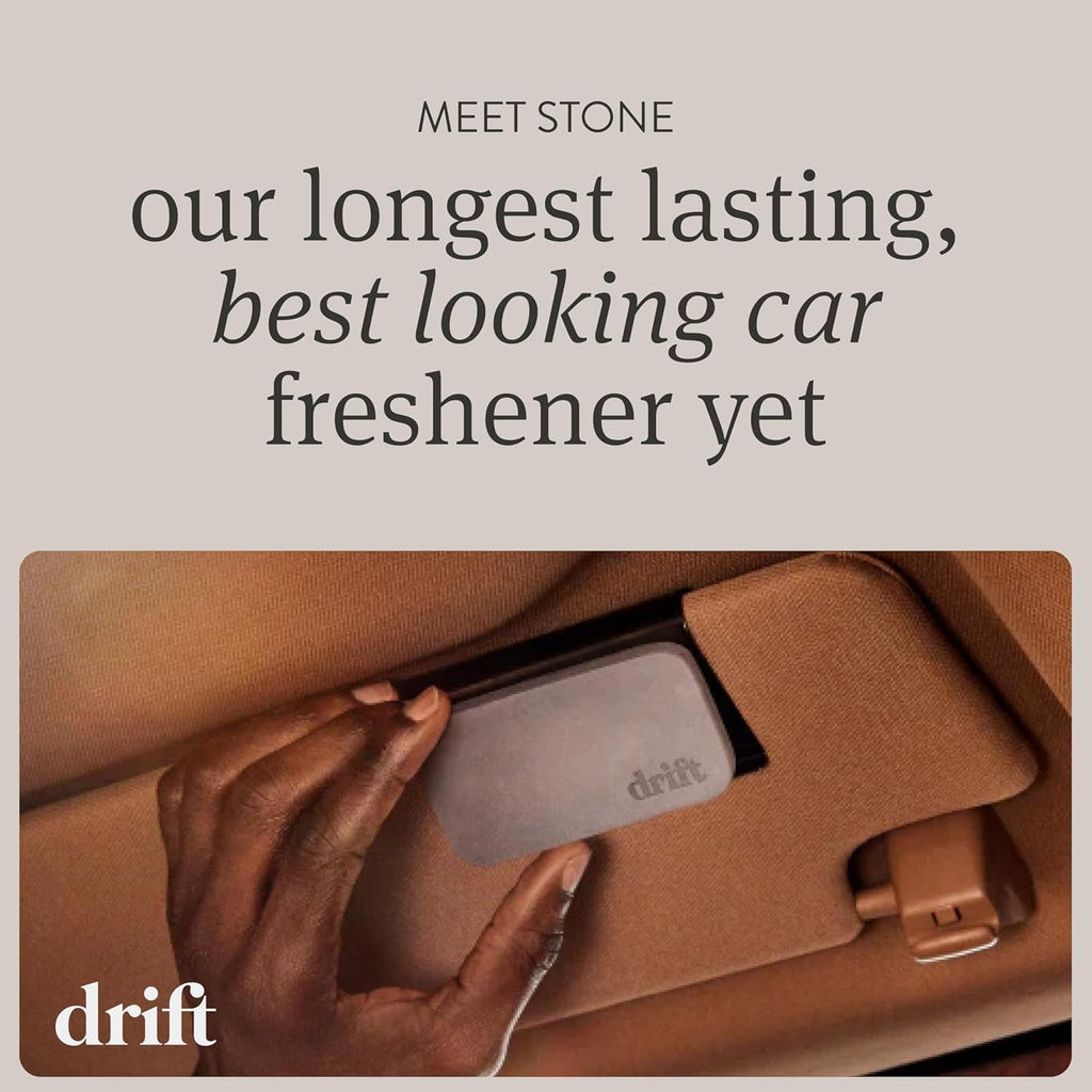 Drift Car Air Freshener - Stone Air Freshener Car Odor Eliminator - Long Lasting Scent - Auto Accessories - Metal Clip - Essential Oils - Clean Ingredients - Teak Scent Starter Kit Jansha Store