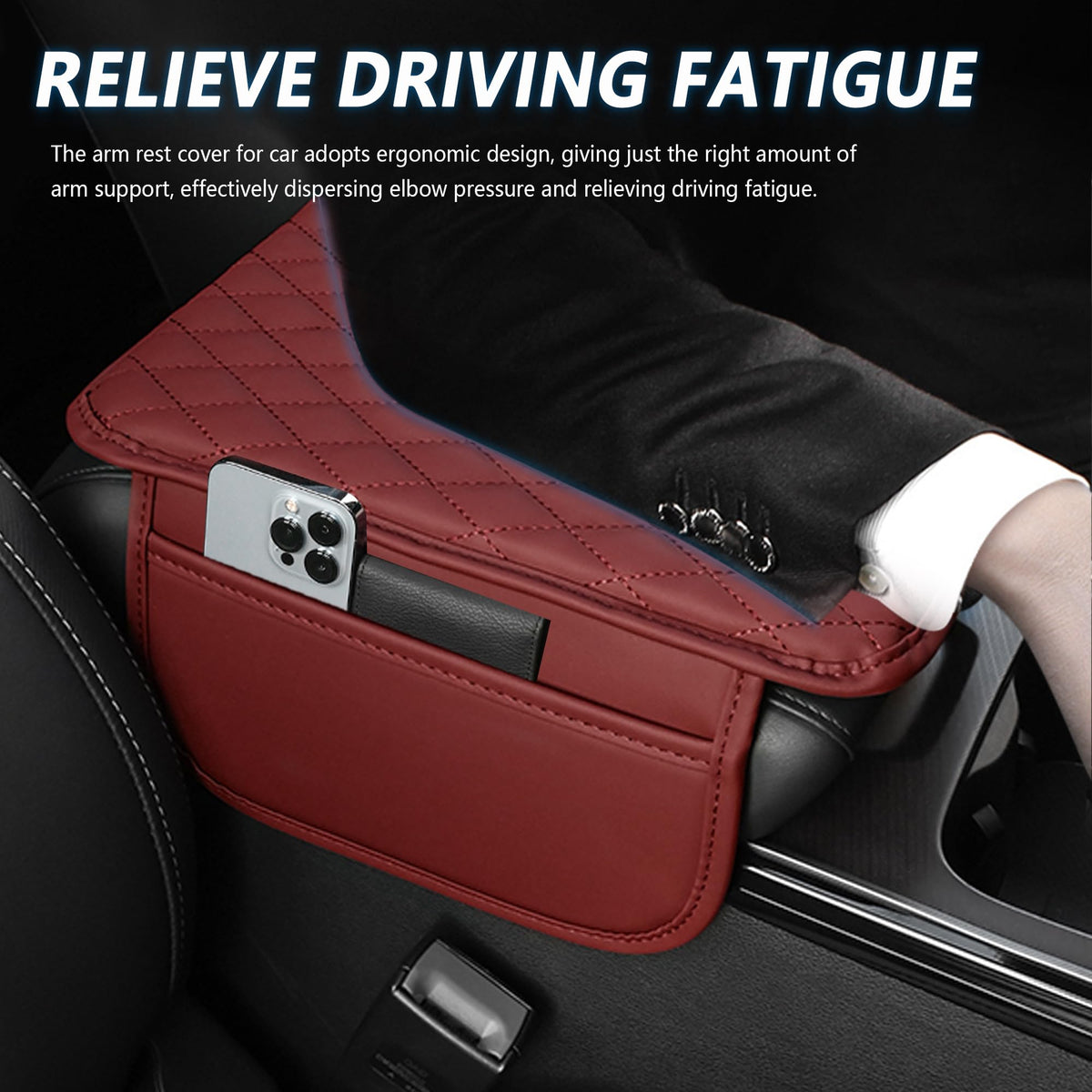Stacool Upgraded Car Center Console Cover,Microfiber Leather Car Armrest Cover Cushion with 2 Storage Bags,Universal Car Armrest Storage Box (Brown) Jansha Store