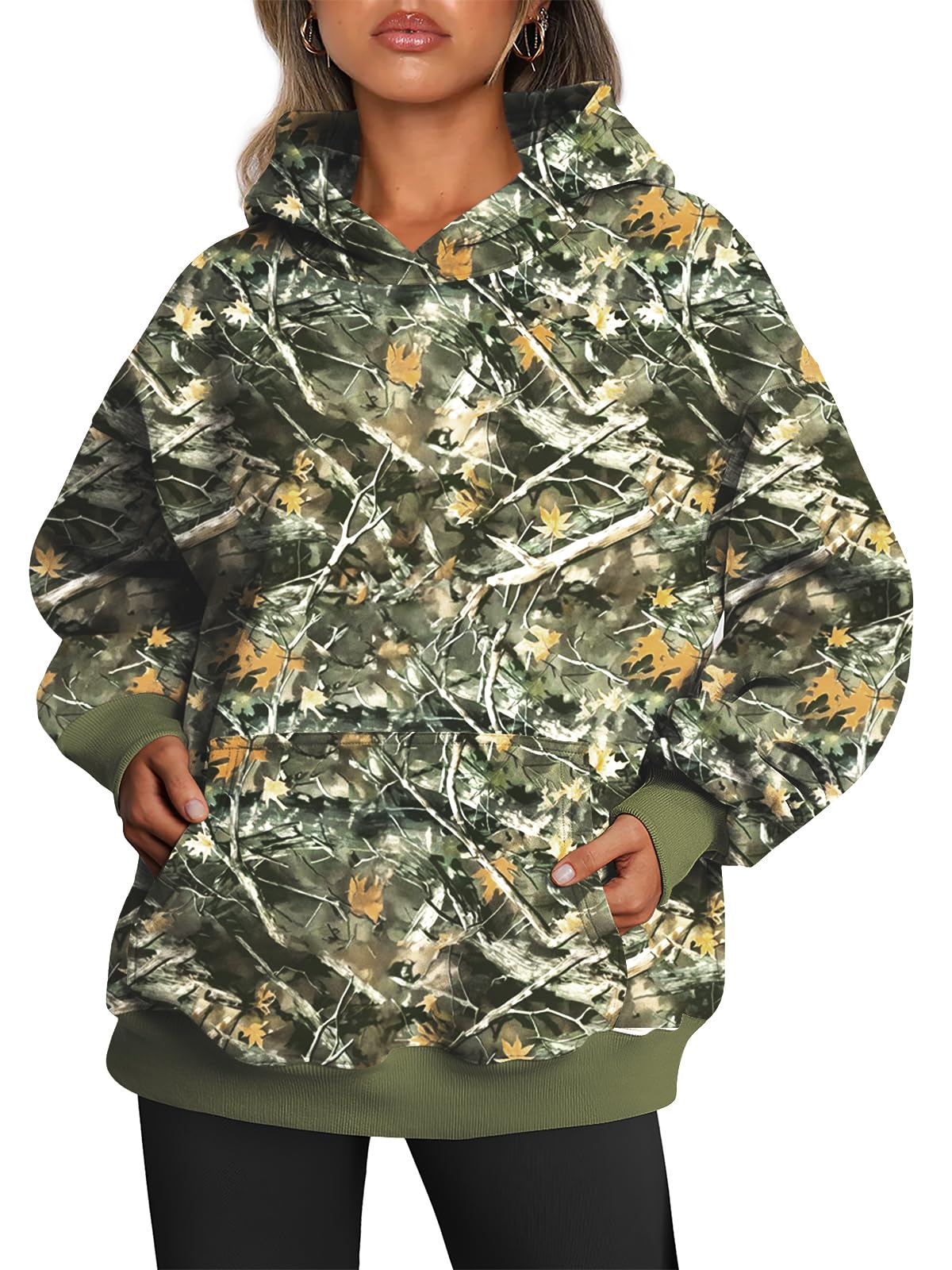 Side view of the oversized women's sweatshirt highlighting the dropped shoulder seams