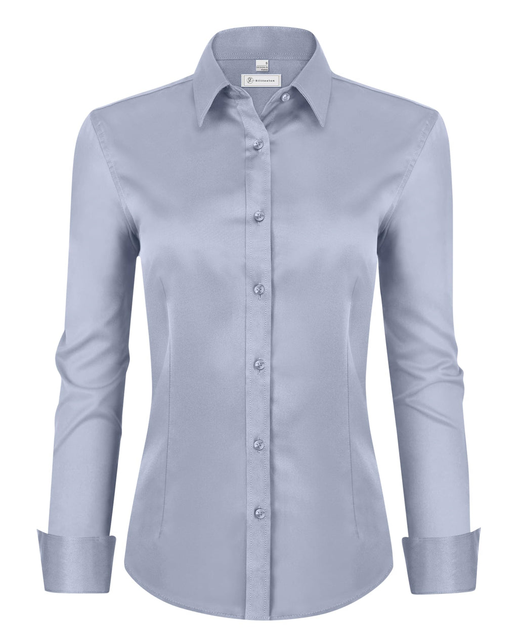 siliteelon Womens Classic-Fit Dress Shirts Long Sleeve Button Down Wrinkle-Free Stretch Solid Casual Work Office Blouse Top Jansha Store