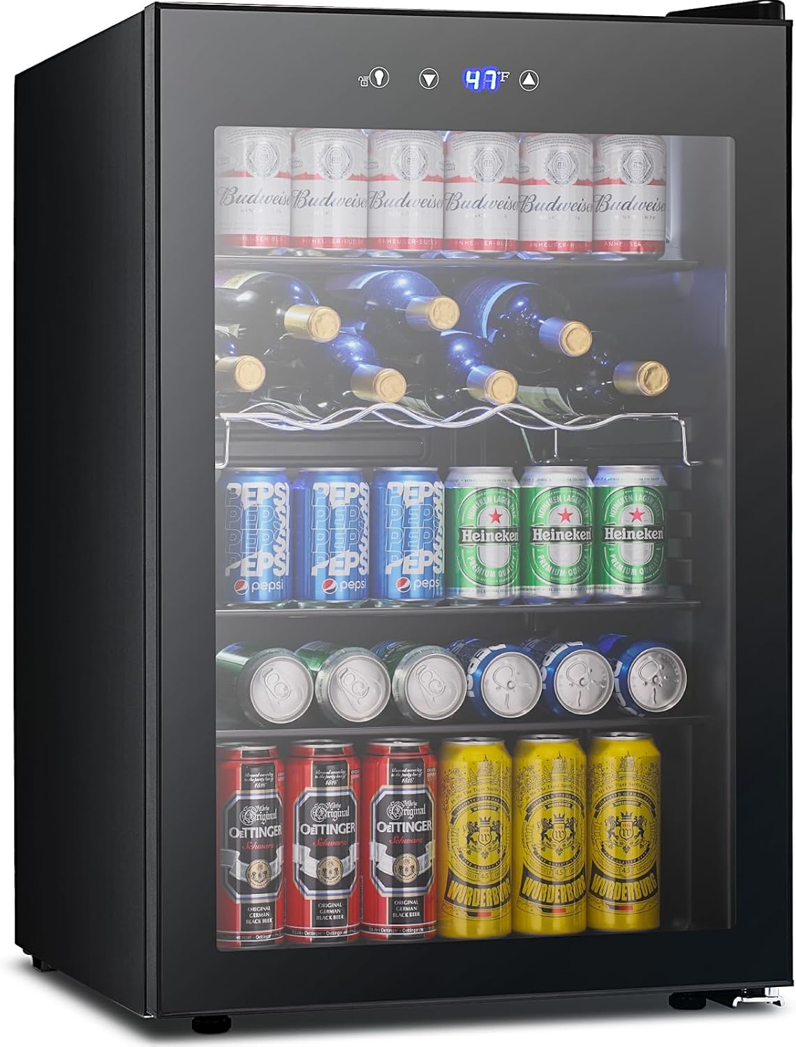 Electactic Mini Fridge 130 Can Beverage Refrigerator Cooler, 3.2 Cu.Ft Drink Fridge for Soda Wine Beer, Adjustable Temperature Control for Home Office, Black Jansha Store