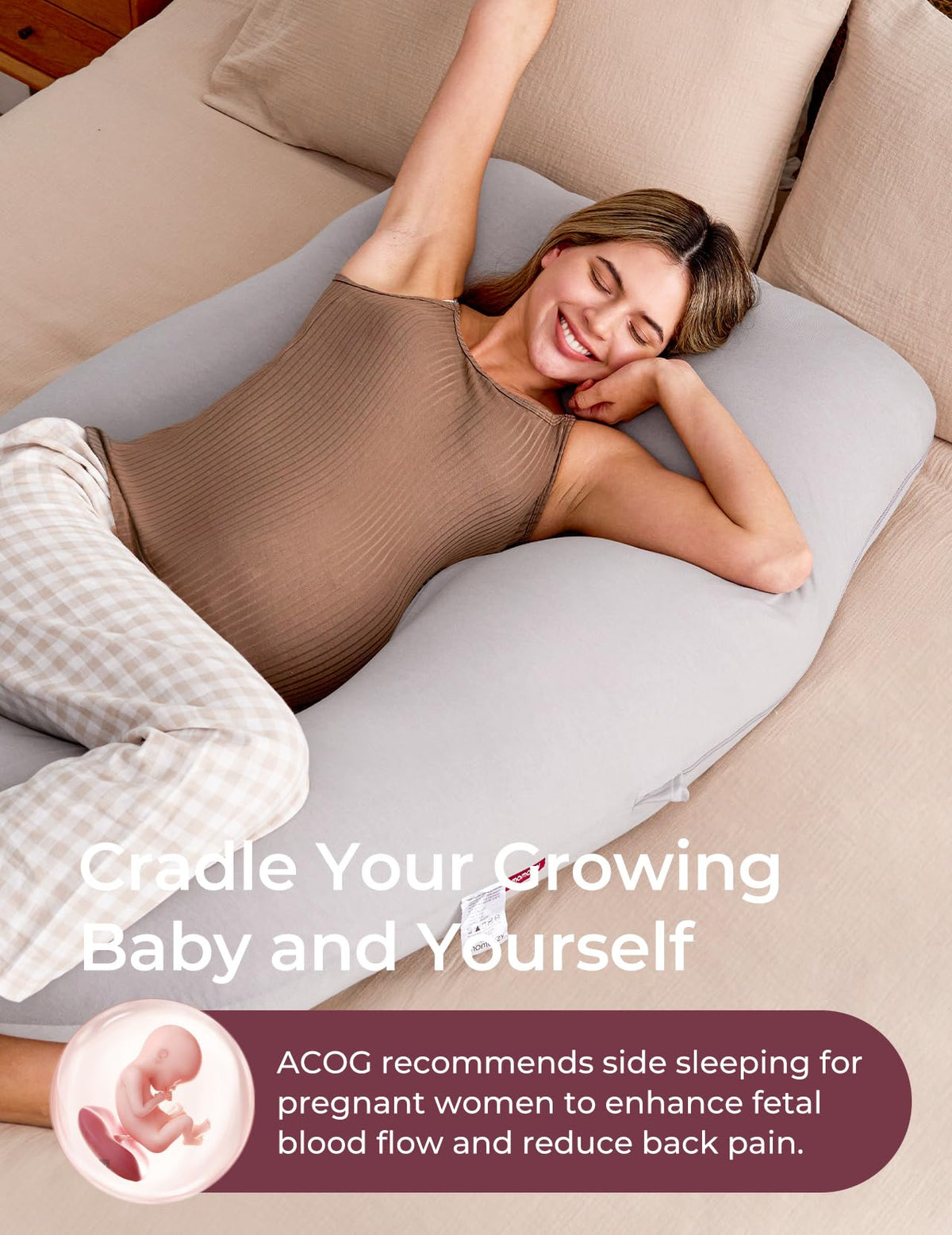 Momcozy Pregnancy Pillow for Sleeping - U Shaped Full Body Maternity Pillow Jansha Store