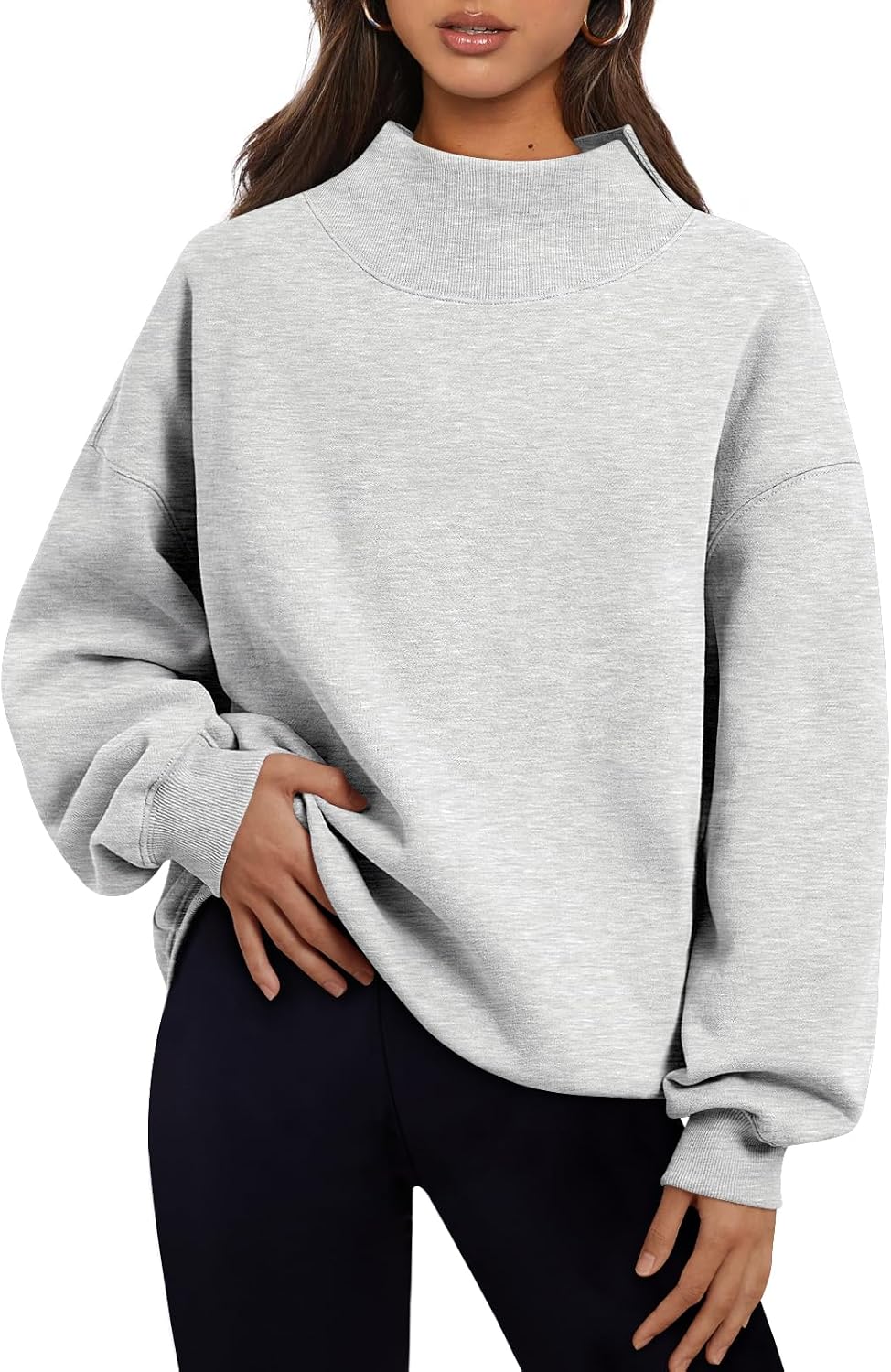 Trendy Queen Womens Mock Neck Sweatshirts Oversized Pullover Fall Outfits Jansha Store