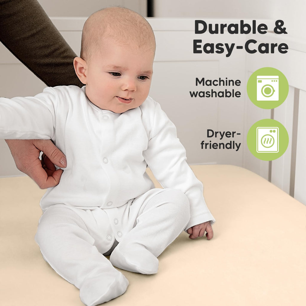 KeaBabies 2pk Organic Cotton Crib Sheets for Boys Girls 52x28, Soft White Jansha Store
