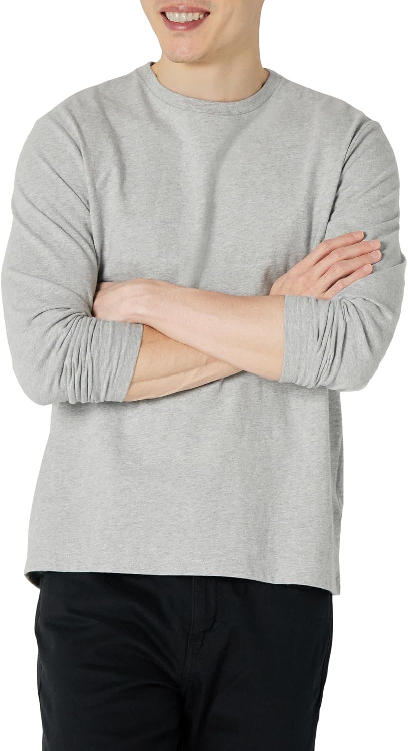 Amazon Essentials Men's Regular-Fit Crewneck Long-Sleeve T-Shirt, Casual Cotton Jersey Jansha Store