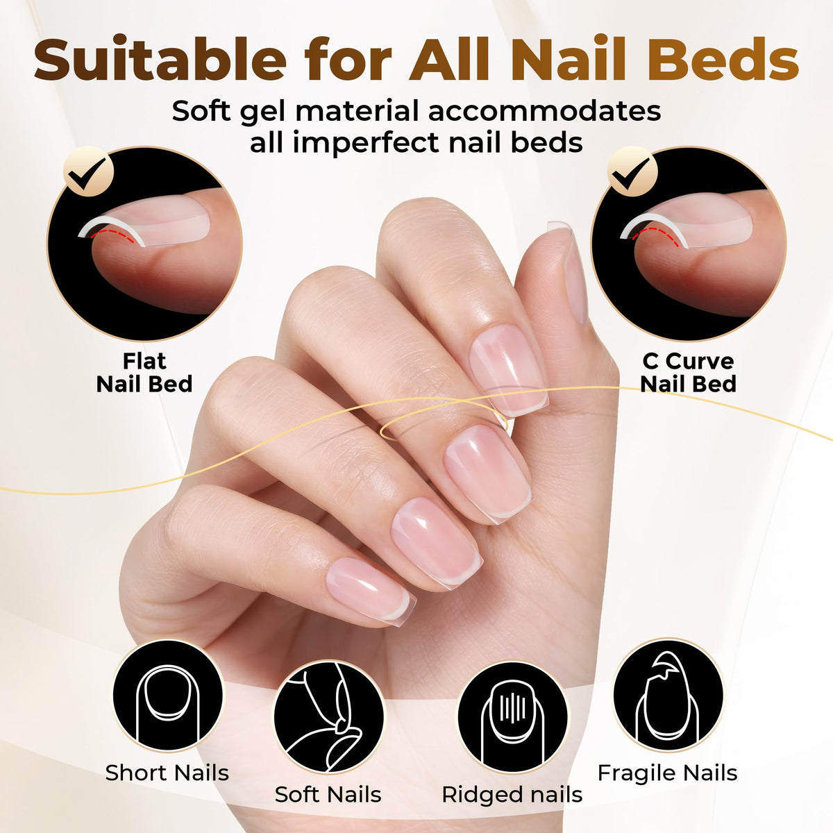 UNA GELLA Short Almond Nail Tips 504PCS Short Fake Nails Soft Press Ons Jansha Store