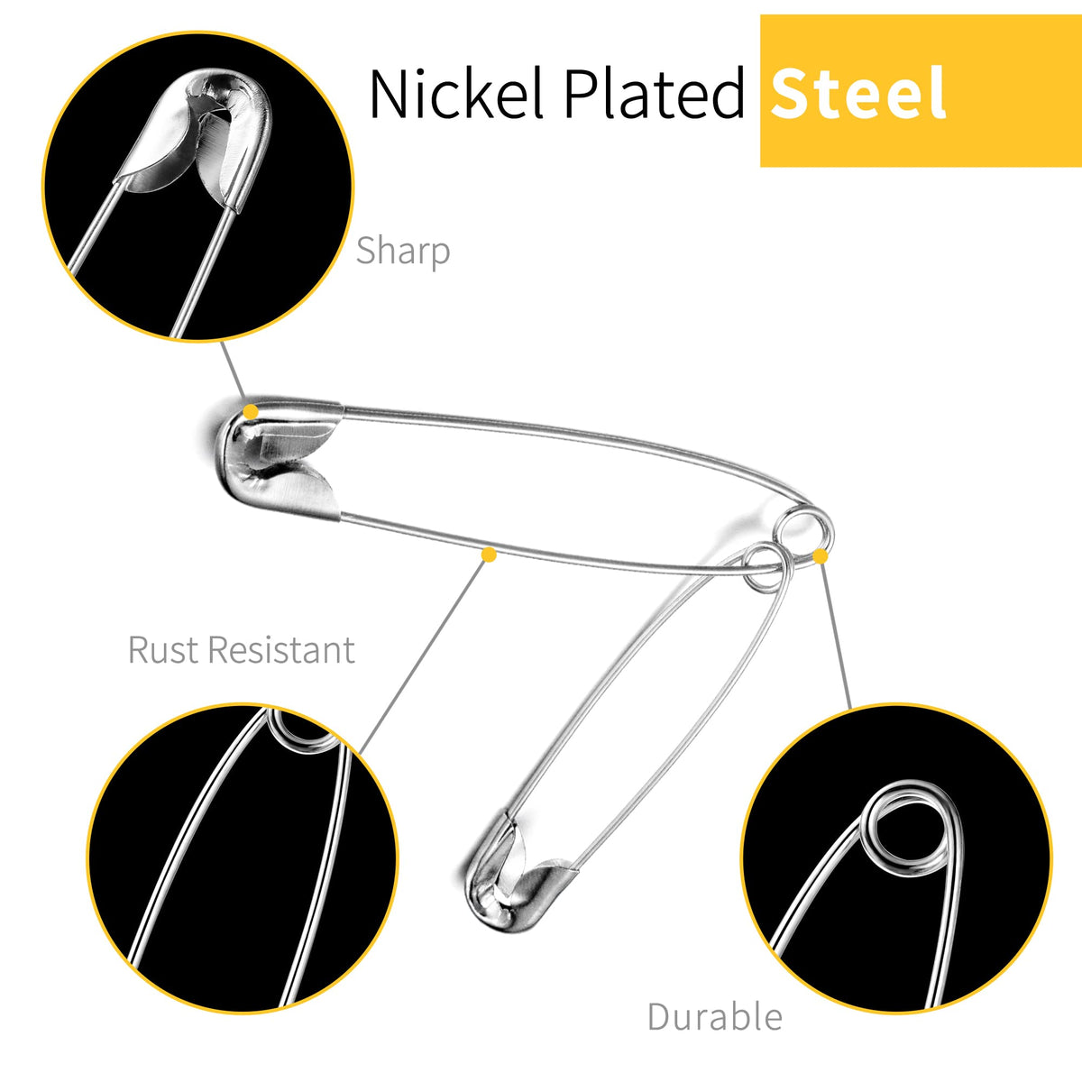 XKDOUS 3 Inch Large Safety Pins 100 pcs Silver Pins Bulk Jansha Store