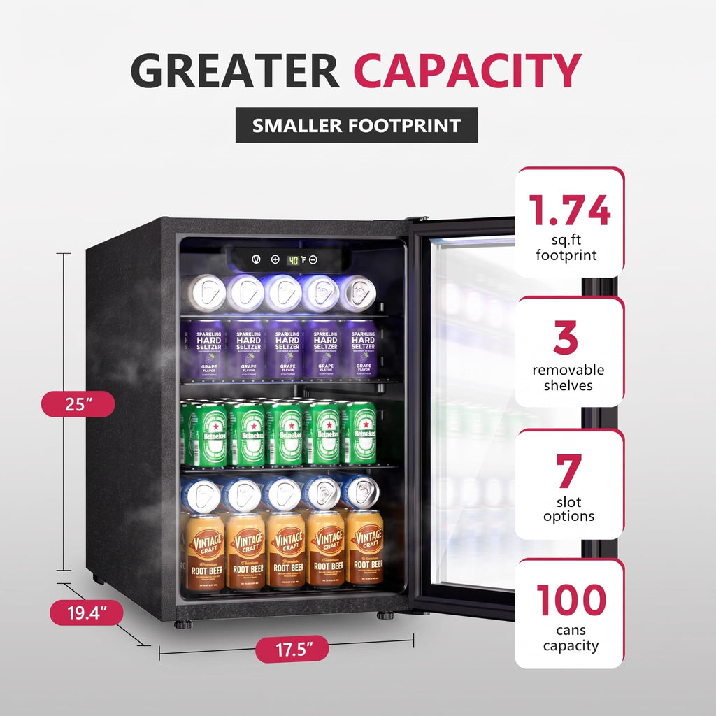 Icyglee 126 Can Mini Fridge, 3.2 Cu.Ft Beverage Refrigerator, Drink Cooler Jansha Store