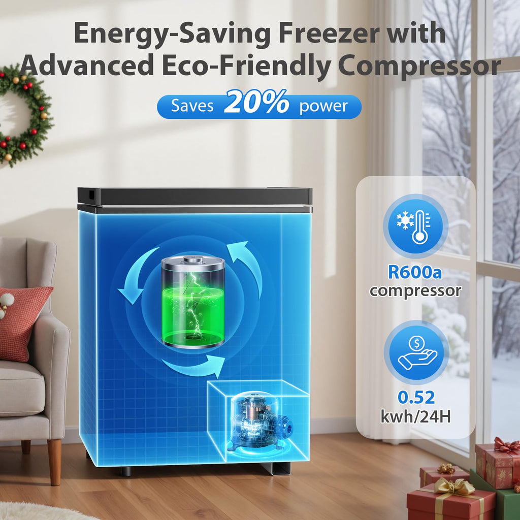 3.5 Cu.Ft Small Chest Freezer, Mini Deep Freezer with Removable Basket, Adjustable Temperature, Free Standing Top Open Door Energy Efficient Compact Freezer for Apartment, Home, Office, Garager，Gray Jansha Store
