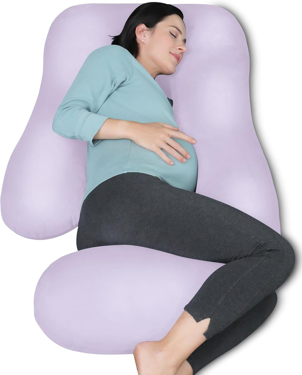 MOON PARK Pregnancy Pillows for Sleeping - U Shaped Full Body Maternity Pillow with Removable Cover - Support for Back, Legs, Belly, HIPS - 65 Inch - Purple Jansha Store