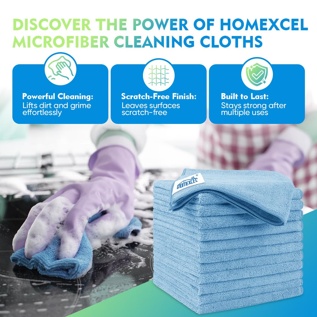 HOMEXCEL Microfiber Cleaning Cloth 12 Pack, 12.5 x 12.5 inch Microfiber Towels for Cars, Ultra Absorbent Washing Cloth, Lint Free Streak Free Cleaning Rags for Car, Kitchen, and Window (Grey) Jansha Store