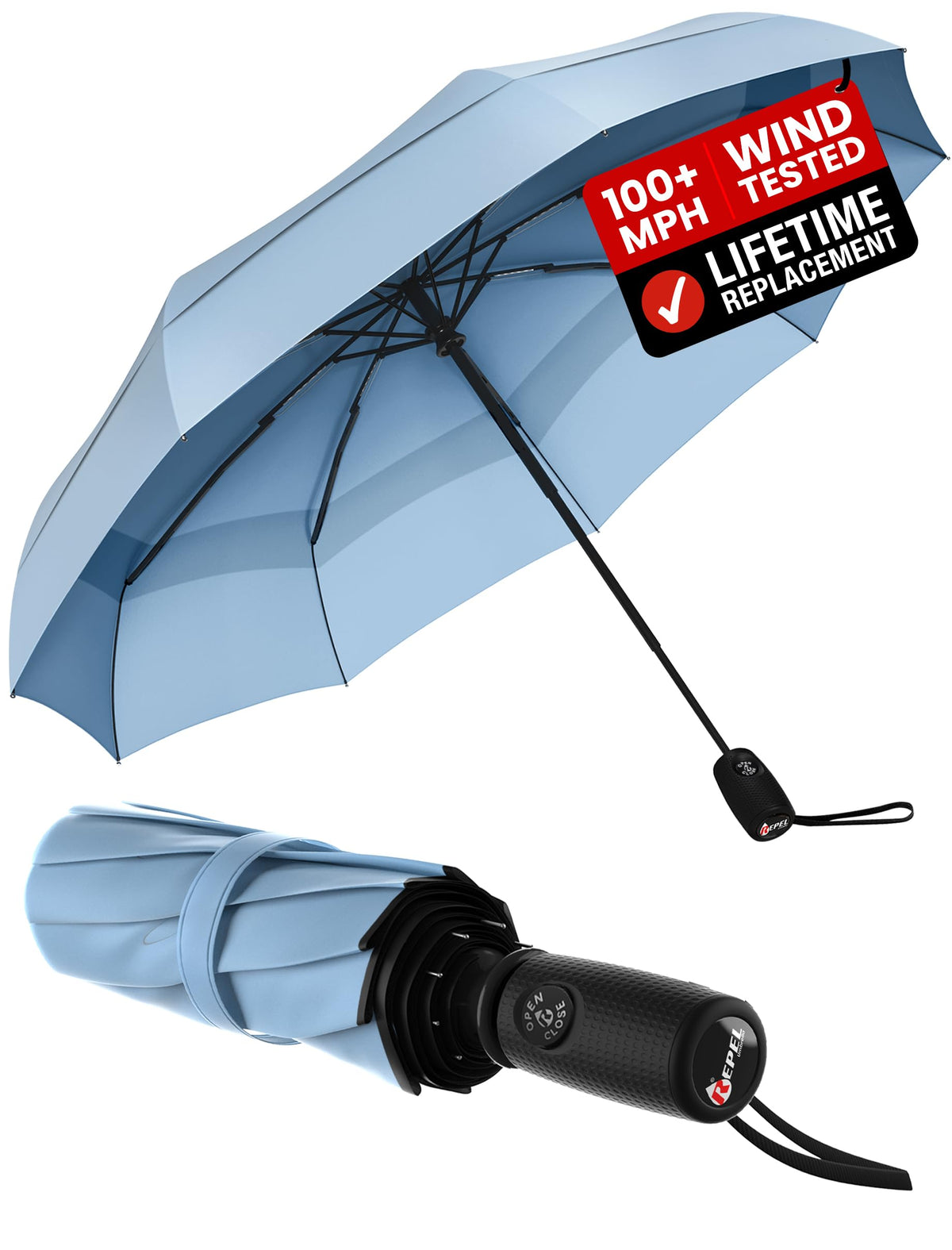 Windproof Travel Umbrella - Compact & Withstands Winds up to 100MPH, Strongest Premium Auto Folding Umbrella for Rain and Sun - Durable, Light & Portable for Women & Men, Fits Backpack & Cars Jansha Store