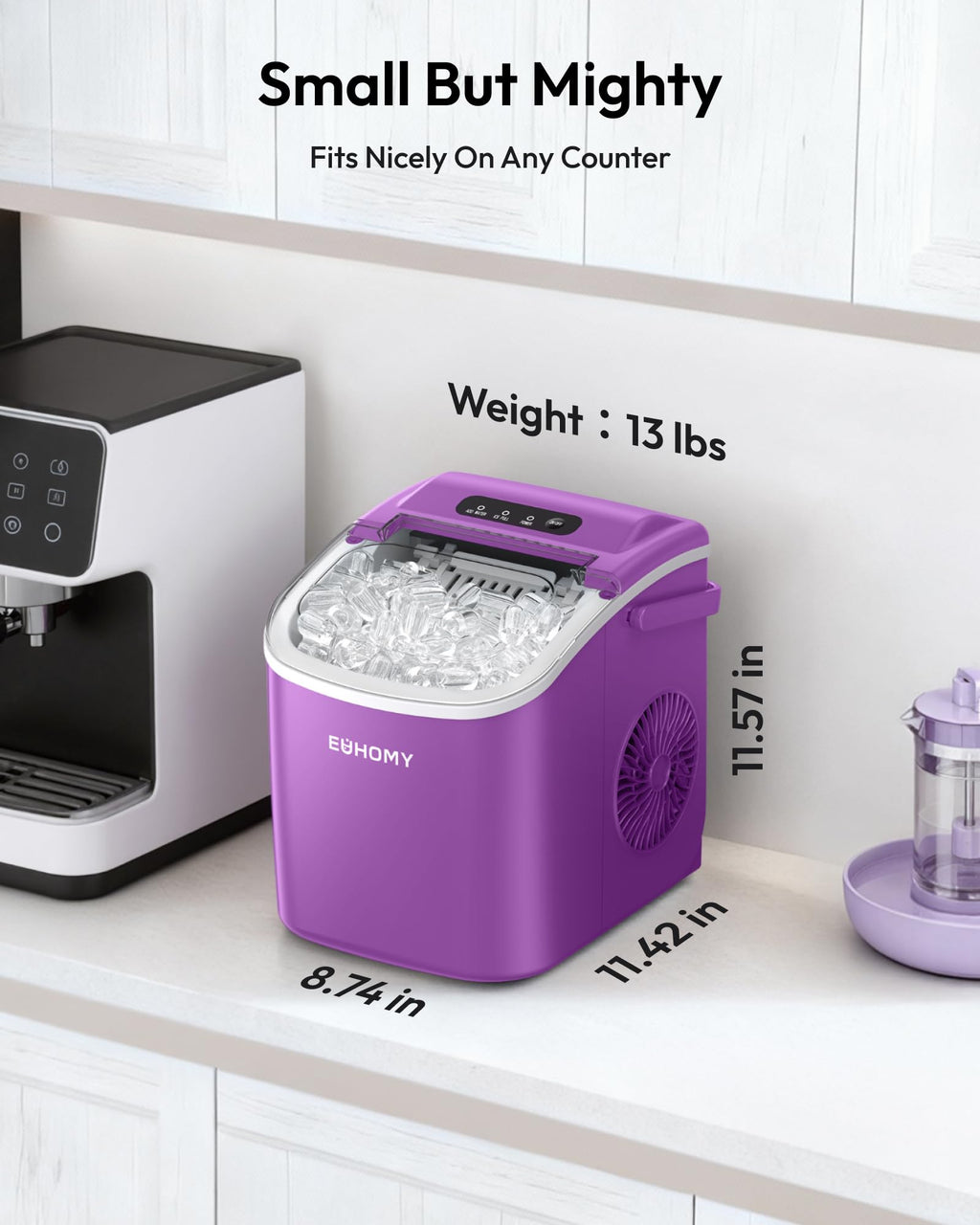 EUHOMY Countertop Ice Maker Machine with Handle, 26lbs in 24Hrs, 9 Ice Cubes Ready in 6 Mins, Auto-Cleaning Portable Ice Maker with Basket and Scoop, for Home/Kitchen/Camping/RV. (Black) Jansha Store