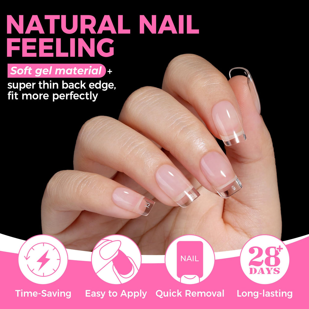 UNA GELLA Extra Short Square Kids Nail Tips 216Pcs Squoval Press On Nails Jansha Store