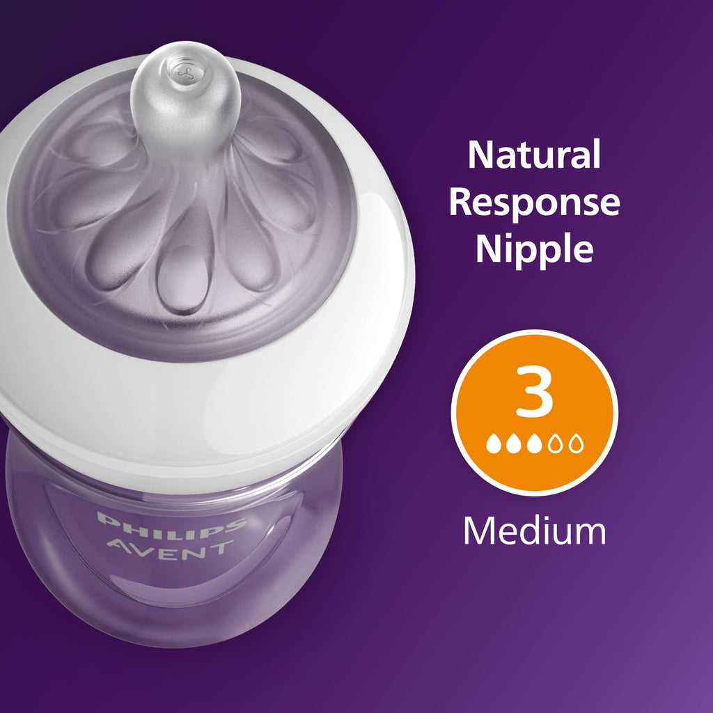 Philips Avent Natural Baby Bottles, Medium Flow, 9 oz, BPA-Free, 4-Pack Jansha Store