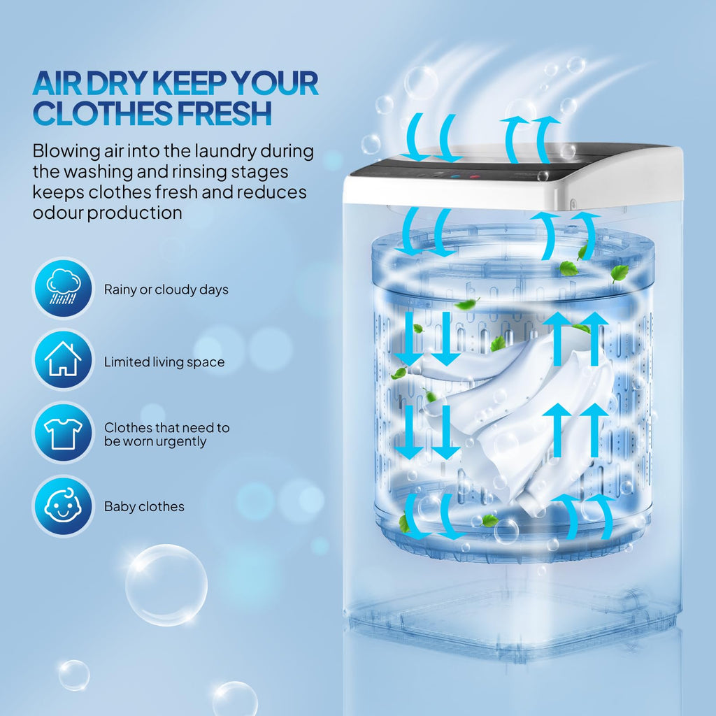 ROVSUN 25LBS Portable Washing Machine, Full-Automatic Electric Laundry Machine with Stainless Steel Drum, Compact Washer and Spin Dryer Combo with Drain Pump for Home, Apartment Jansha Store