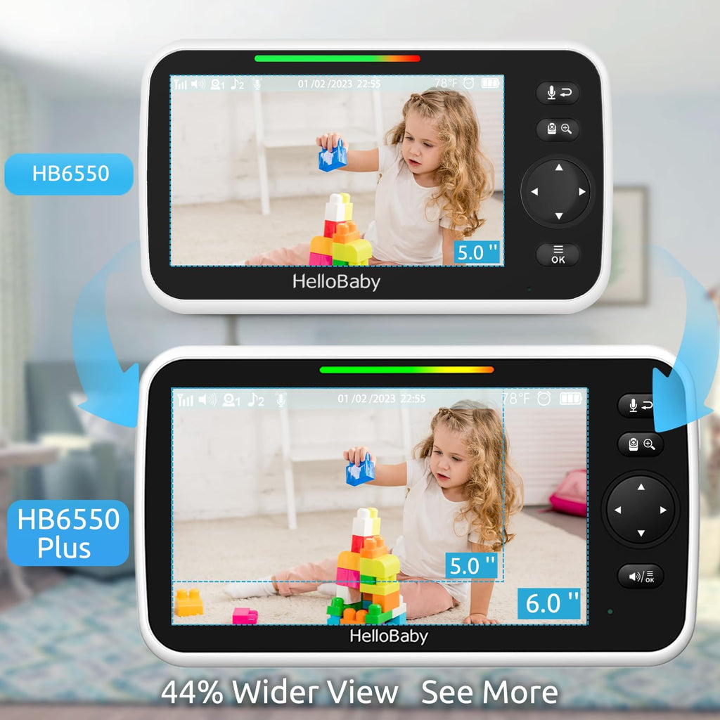 HelloBaby No WiFi Baby Monitor Camera and Audio HB6550, 5" Video Screen Jansha Store