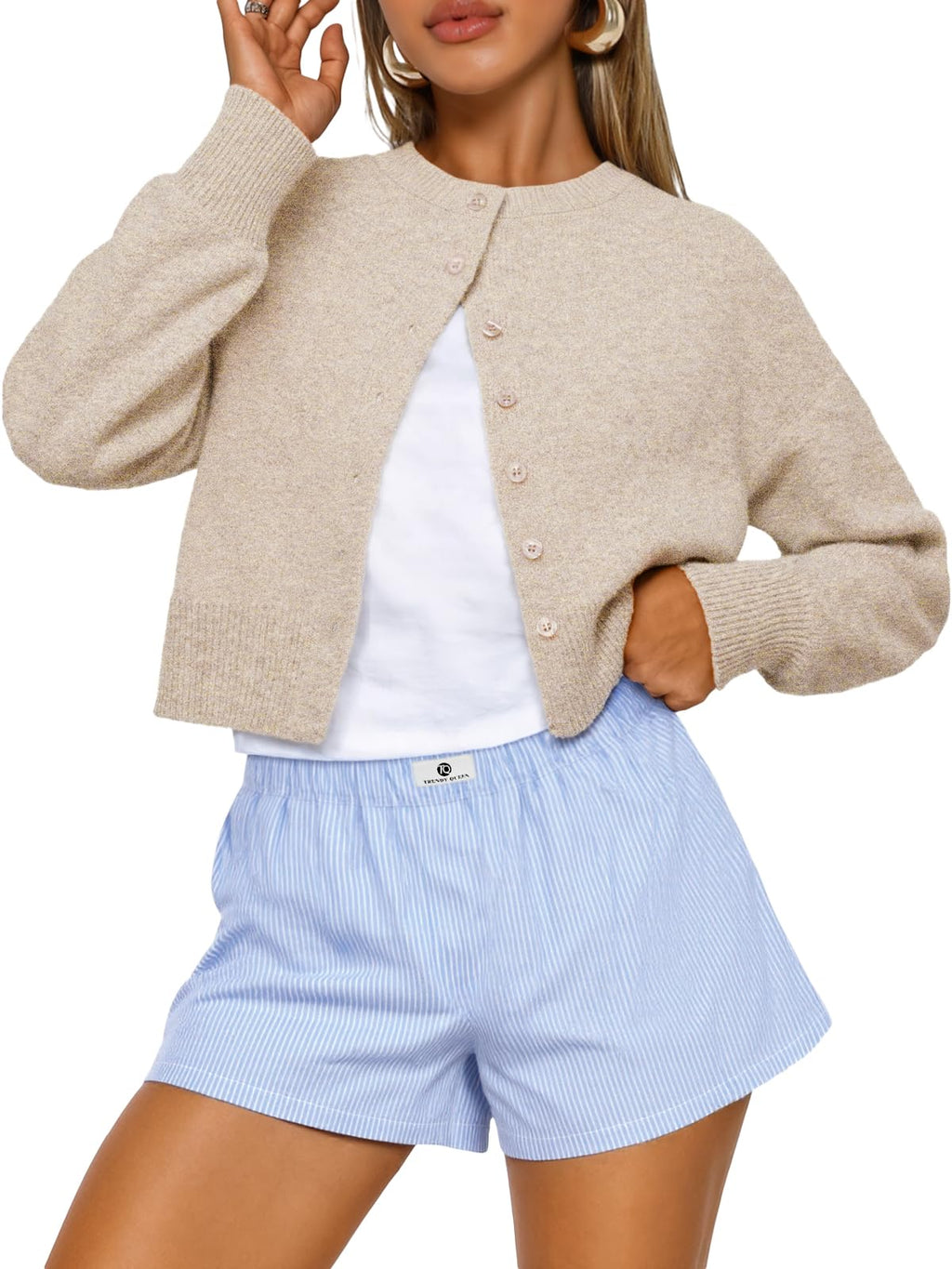 Trendy Queen Cropped Cardigan Sweaters for Women Fall Fashion Clothes 2026 Jansha Store