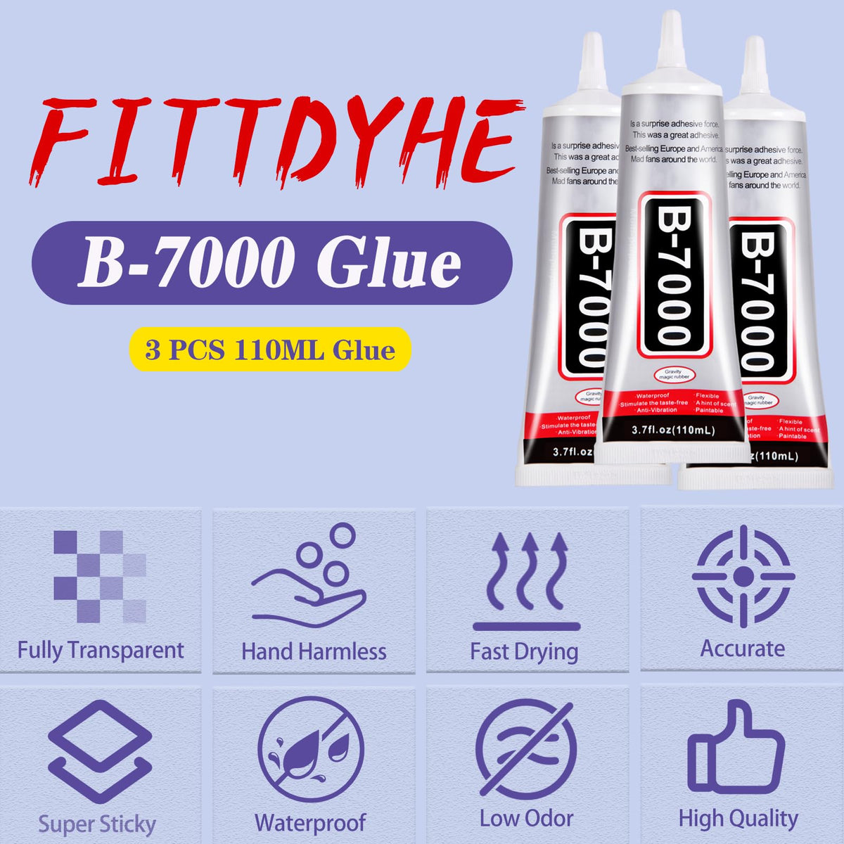 B7000 Jewelry Glue for Making, FITTDYHE 1PCS 50ML/1.69 fl oz Clear Adhesive for Rhinestone, Fabric, Multipurpose Super B-7000 for Phone Repair, Nail Art, Wood, Glass, Charms Jansha Store