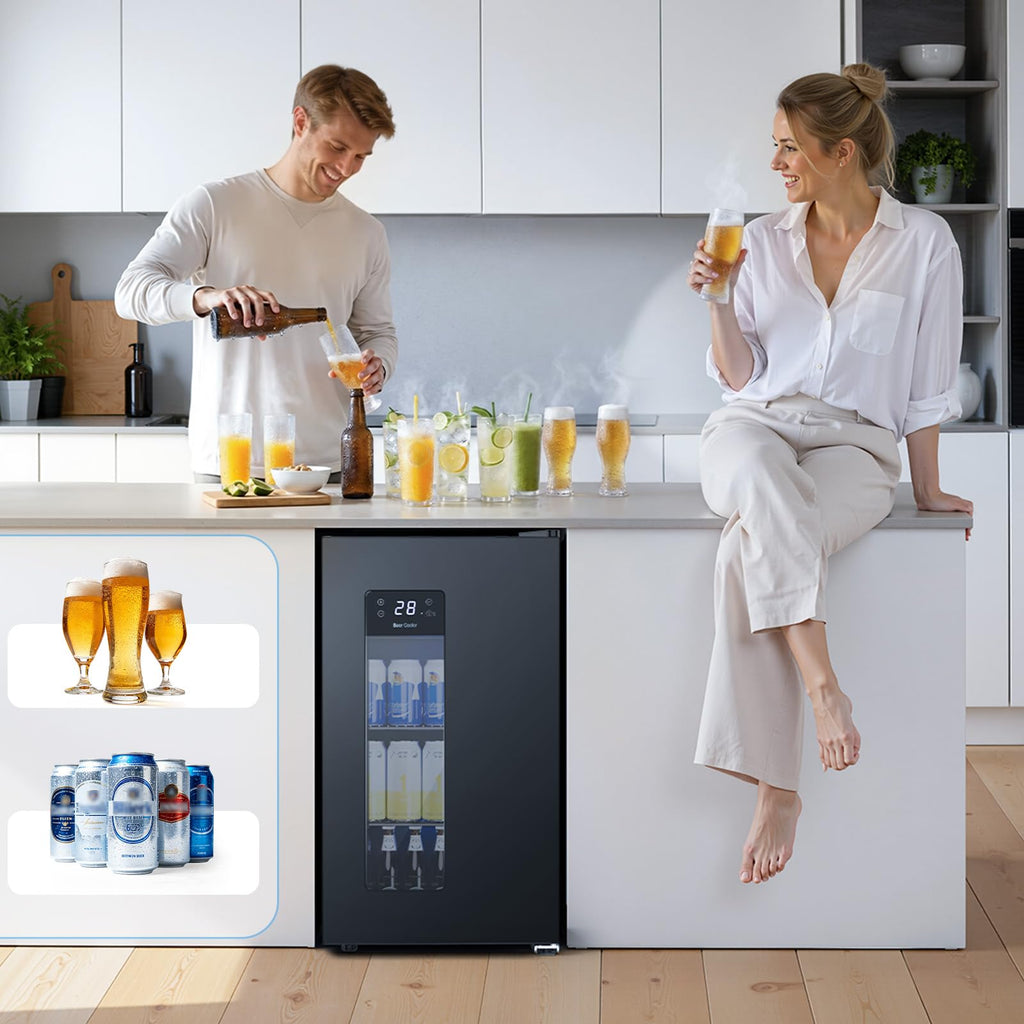 Electactic Mini Fridge 130 Can Beverage Refrigerator Cooler, 3.2 Cu.Ft Drink Fridge for Soda Wine Beer, Adjustable Temperature Control for Home Office, Black Jansha Store