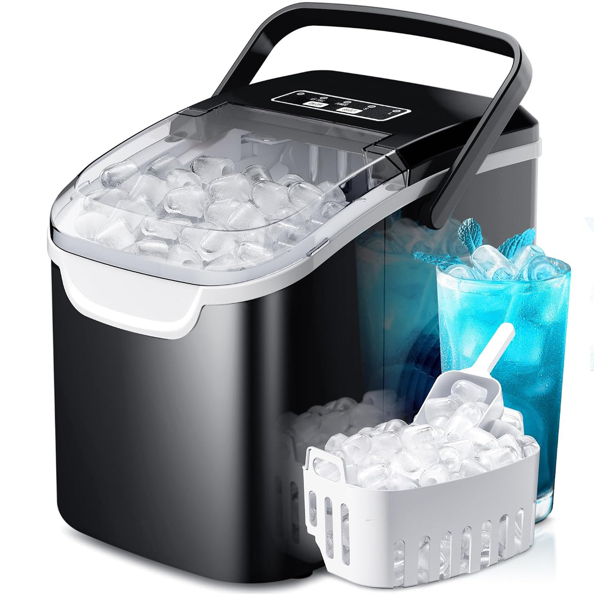 Crzoe Countertop Ice Maker, 26Lbs/24H,2 Sizes of Ice, Self-Cleaning,Black Jansha Store