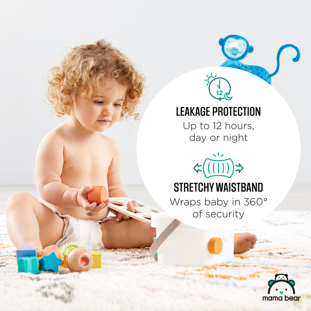 Amazon Brand - Mama Bear Gentle Touch Baby Diapers, Size 5, 27+ lb, Leak Protection, 12 Hours Protection, Wetness Indicator, Hypoallergenic, 132 Count (4 packs of 33) Jansha Store