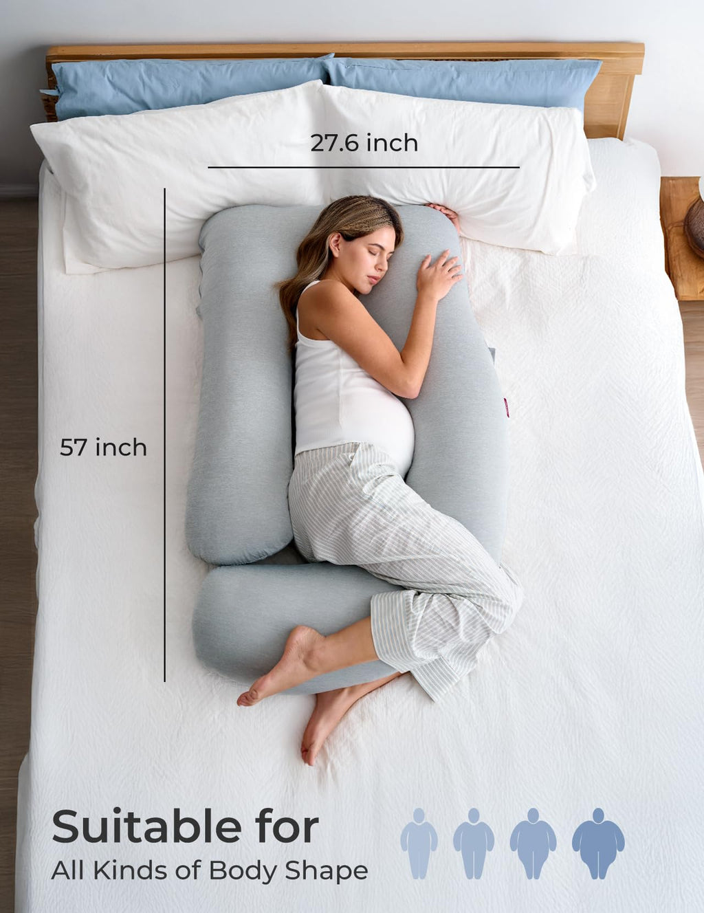 Momcozy Pregnancy Pillow for Sleeping - U Shaped Full Body Maternity Pillow Jansha Store
