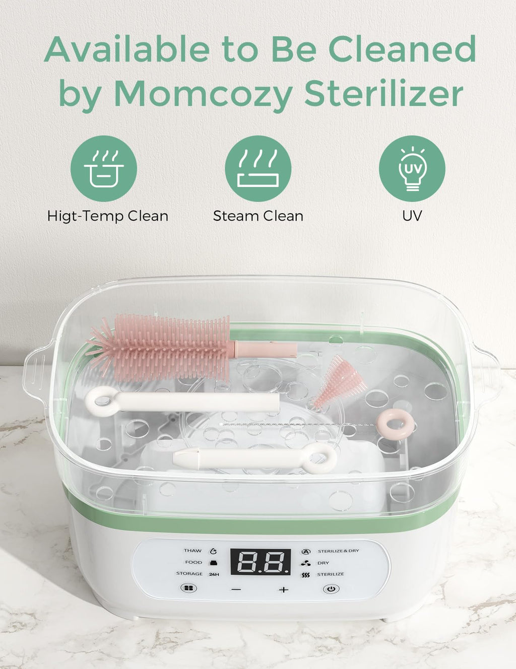 Momcozy Baby Bottle Brush Kit, Push-Press Foam Design, Green Jansha Store