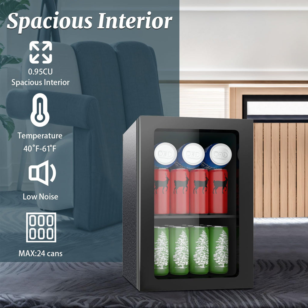 DOGHLY 1.7 Cu.ft Mini Fridge Glass Door, 72 Cans Beverage Refrigerator Jansha Store