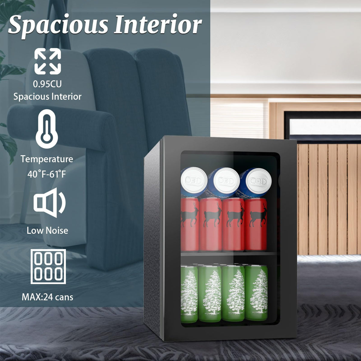 DOGHLY 1.7 Cu.ft Mini Fridge Glass Door, 72 Cans Beverage Refrigerator Jansha Store