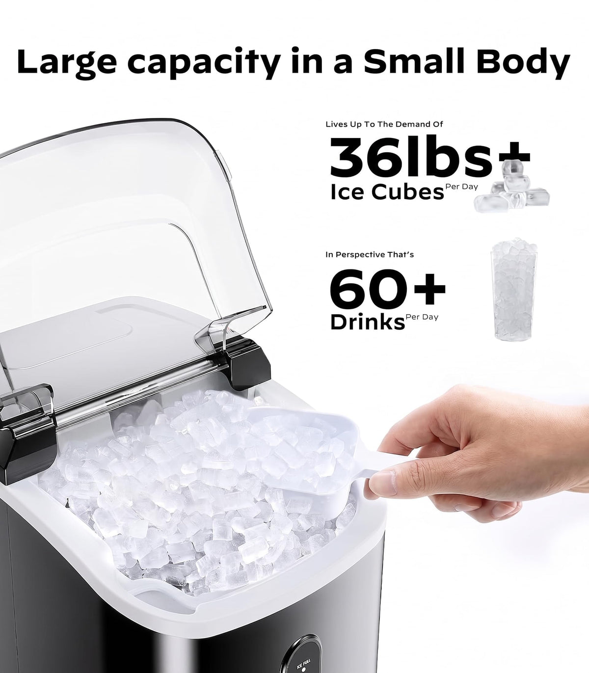 Silonn Ice Maker Countertop, 9 Cubes Ready in 6 Mins, 26lbs in 24Hrs, Self-Cleaning Ice Machine with Ice Scoop and Basket, 2 Sizes of Bullet Ice for Home Kitchen Office Bar Party Jansha Store