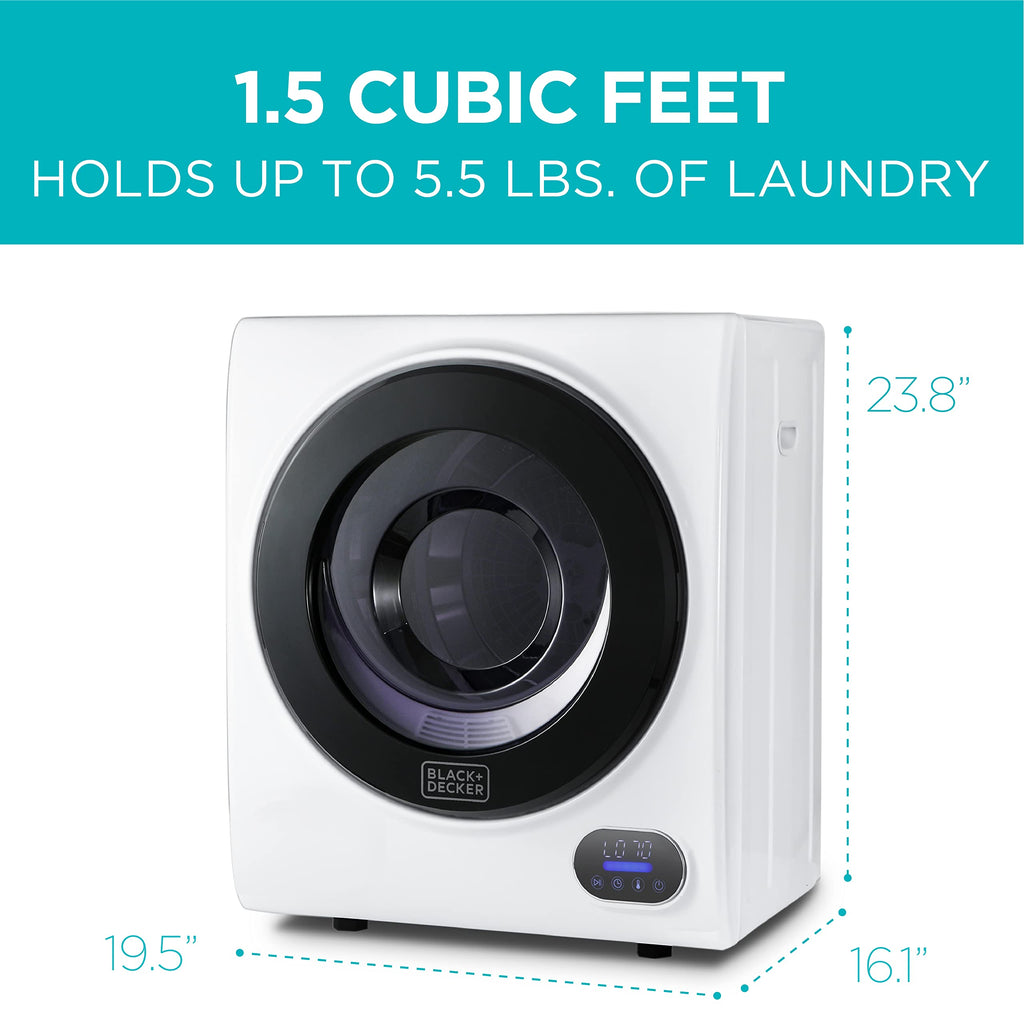 BLACK+DECKER 2.65 Cu. Ft. Portable Dryer, 8.8 lb. Capacity, BCED26, White Jansha Store