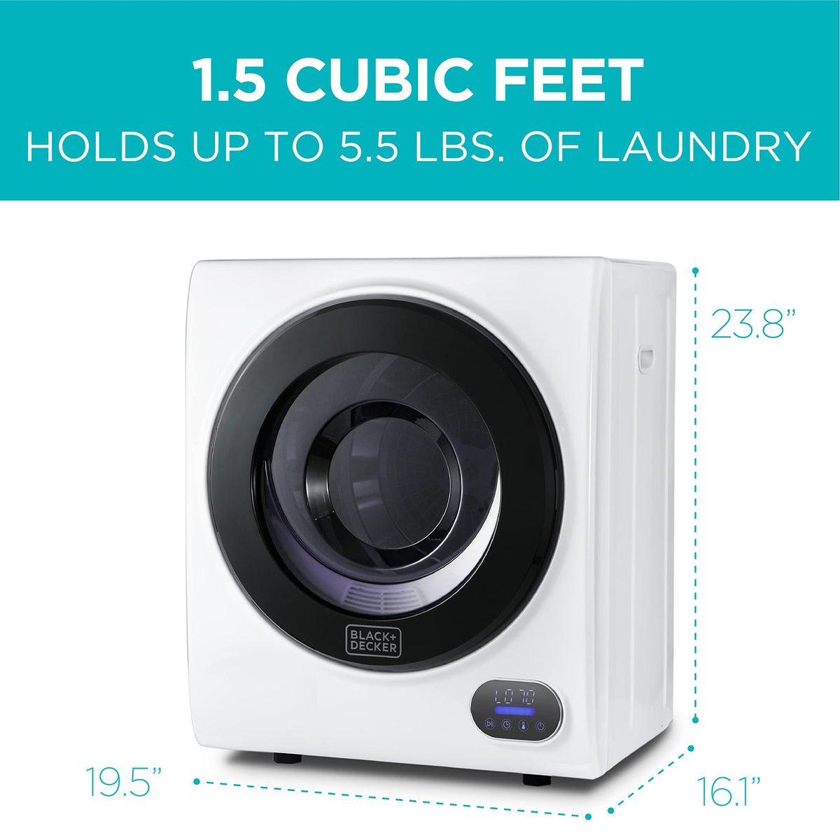 BLACK+DECKER 2.65 Cu. Ft. Portable Dryer, 8.8 lb. Capacity, BCED26, White Jansha Store