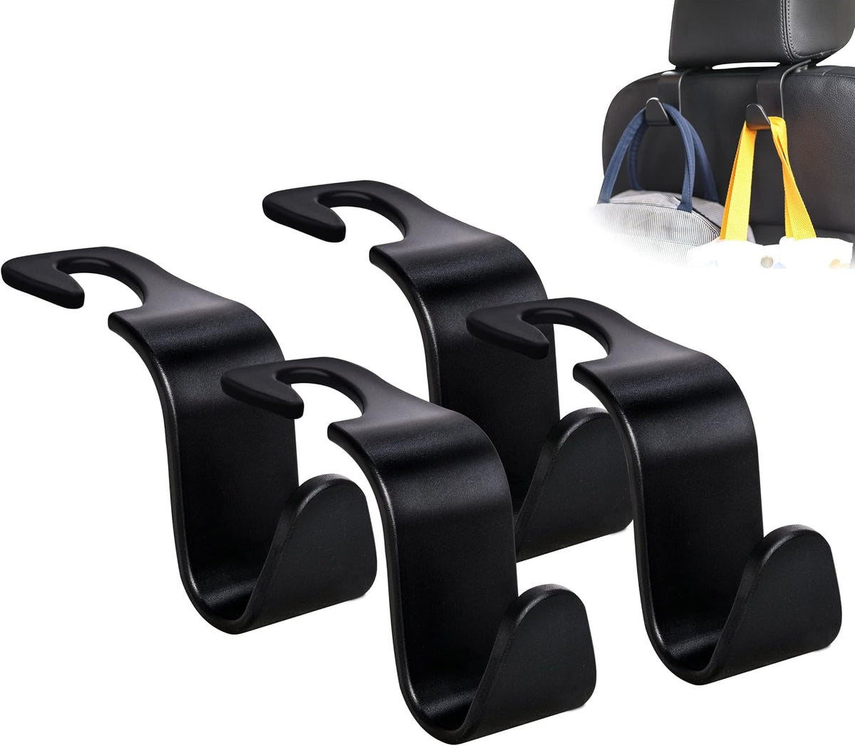 4-Pack Car Headrest Hooks Holds 55lbs Seat Storage Organizer for Bags Jansha Store