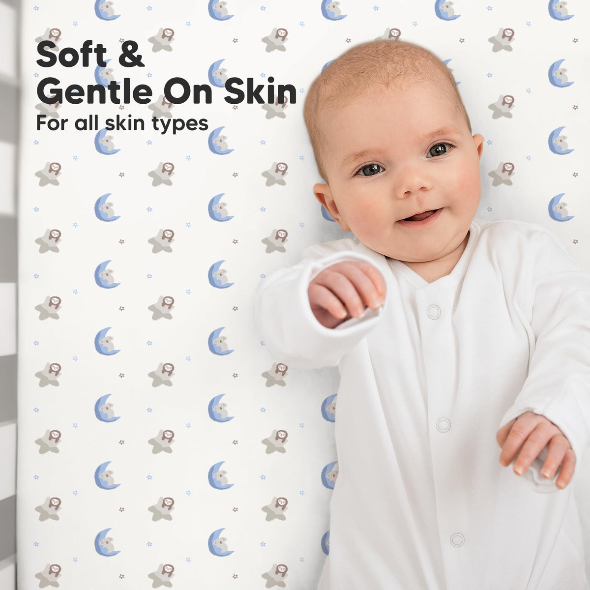 KeaBabies 2pk Organic Cotton Crib Sheets for Boys Girls 52x28, Soft White Jansha Store