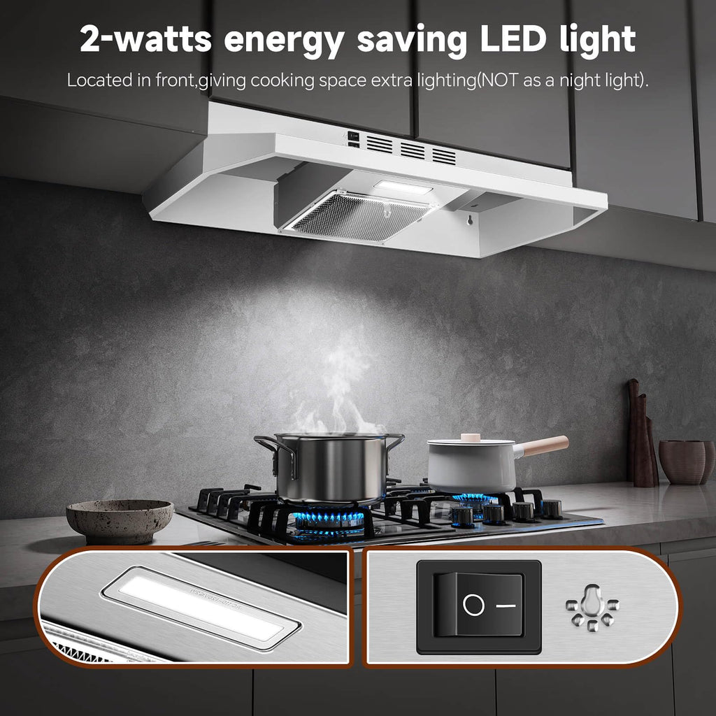 SNDOAS Black Range Hood 36 inch,Ductless Under Cabinet Range Hood Included Carbon Sponge Filter,Ducted Optional,Kitchen Hood 36 inch with 2 Vents,2 Speeds,Hard Wired Stove Vent Jansha Store