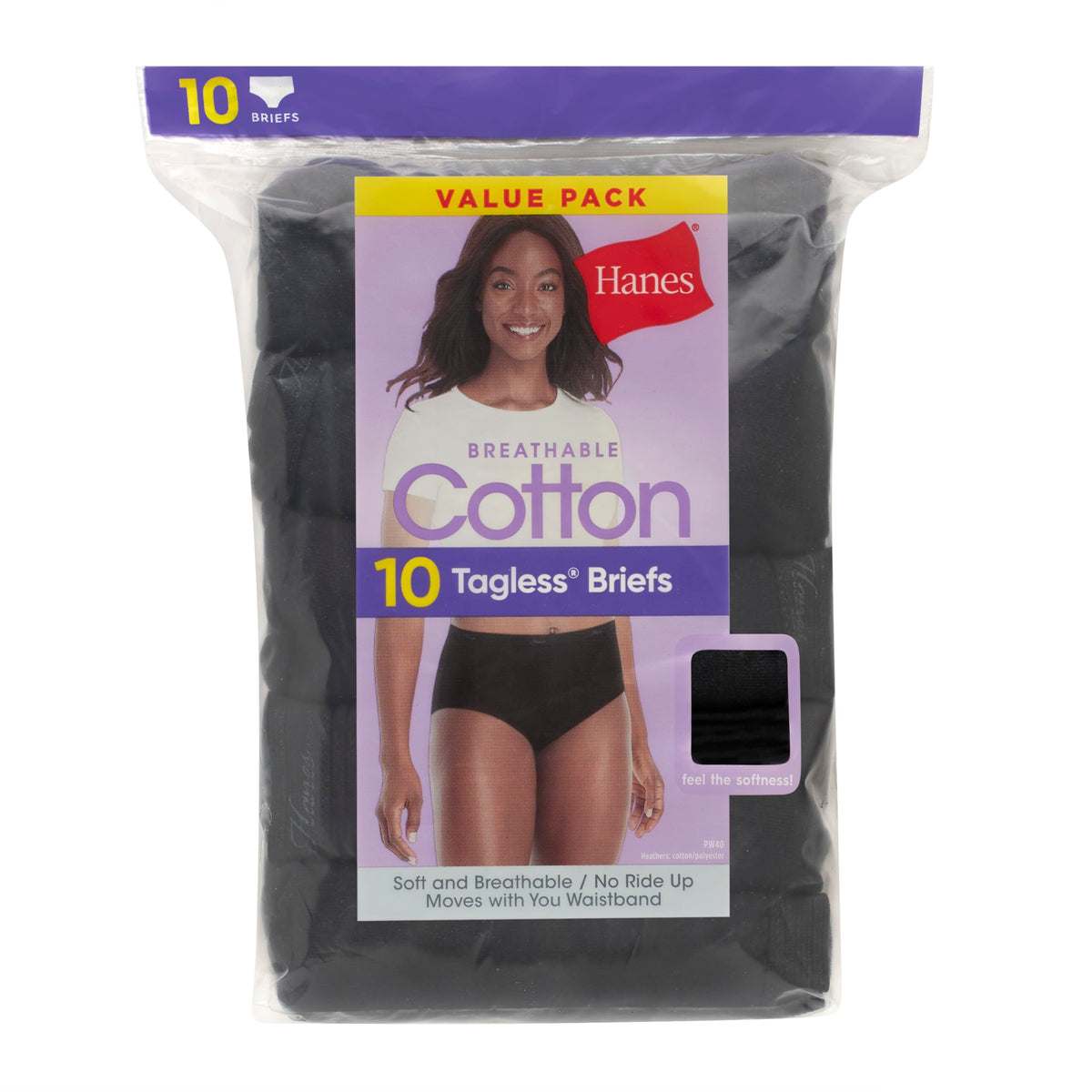 Hanes Women's Underwear Pack, 10-Pack, Full-Coverage Cotton Blend Panties, Moisture-Wicking Underwear for Women Jansha Store