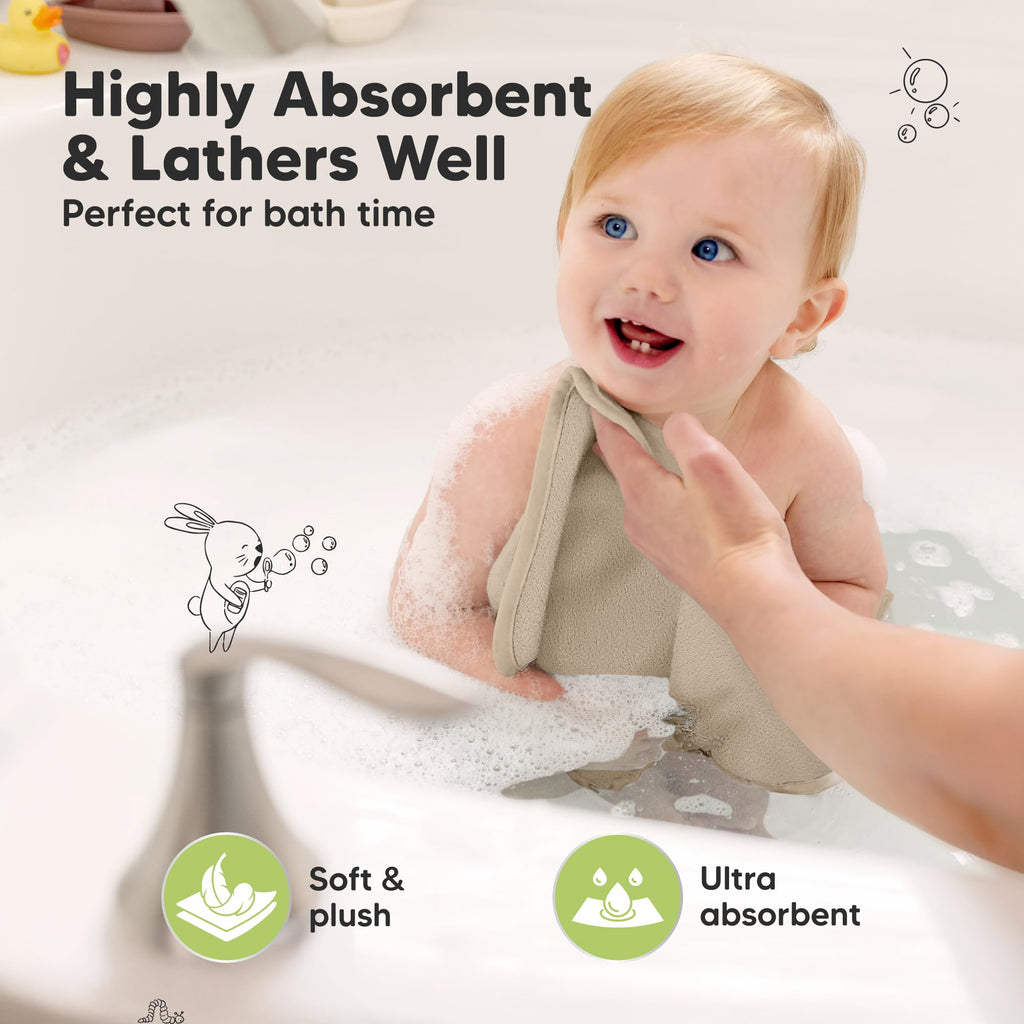 6-Pack Baby Washcloths, Soft Absorbent Washcloths for Face, Body (Rosy) Jansha Store