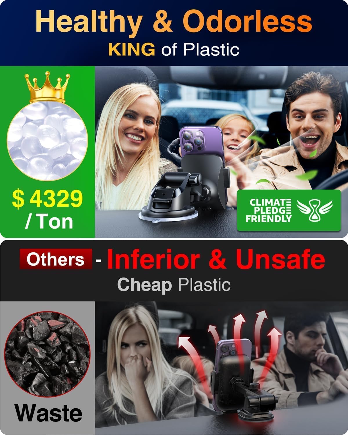 VANMASS【85+LBS Strongest Suction & Military-Grade Ultimate Car Phone Mount【Patent Safety Certs】 Cell Phone Holder for Dash Windshield Vent for iPhone 18 17 Pro Max Automobile Interior Sets, Ink Black Jansha Store