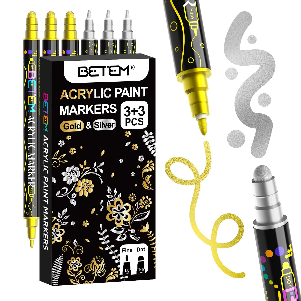 Betem 12 Colors Dual Tip Acrylic Paint Markers, Fabric Decorating Kits Jansha Store