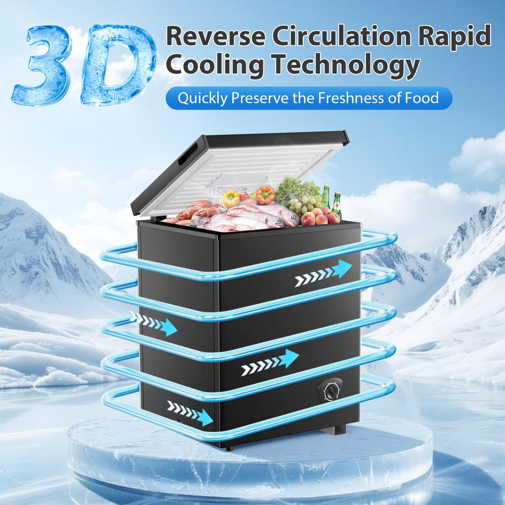 3.5 Cu.Ft Small Chest Freezer, Mini Deep Freezer with Removable Basket, Adjustable Temperature, Free Standing Top Open Door Energy Efficient Compact Freezer for Apartment, Home, Office, Garager，Gray Jansha Store