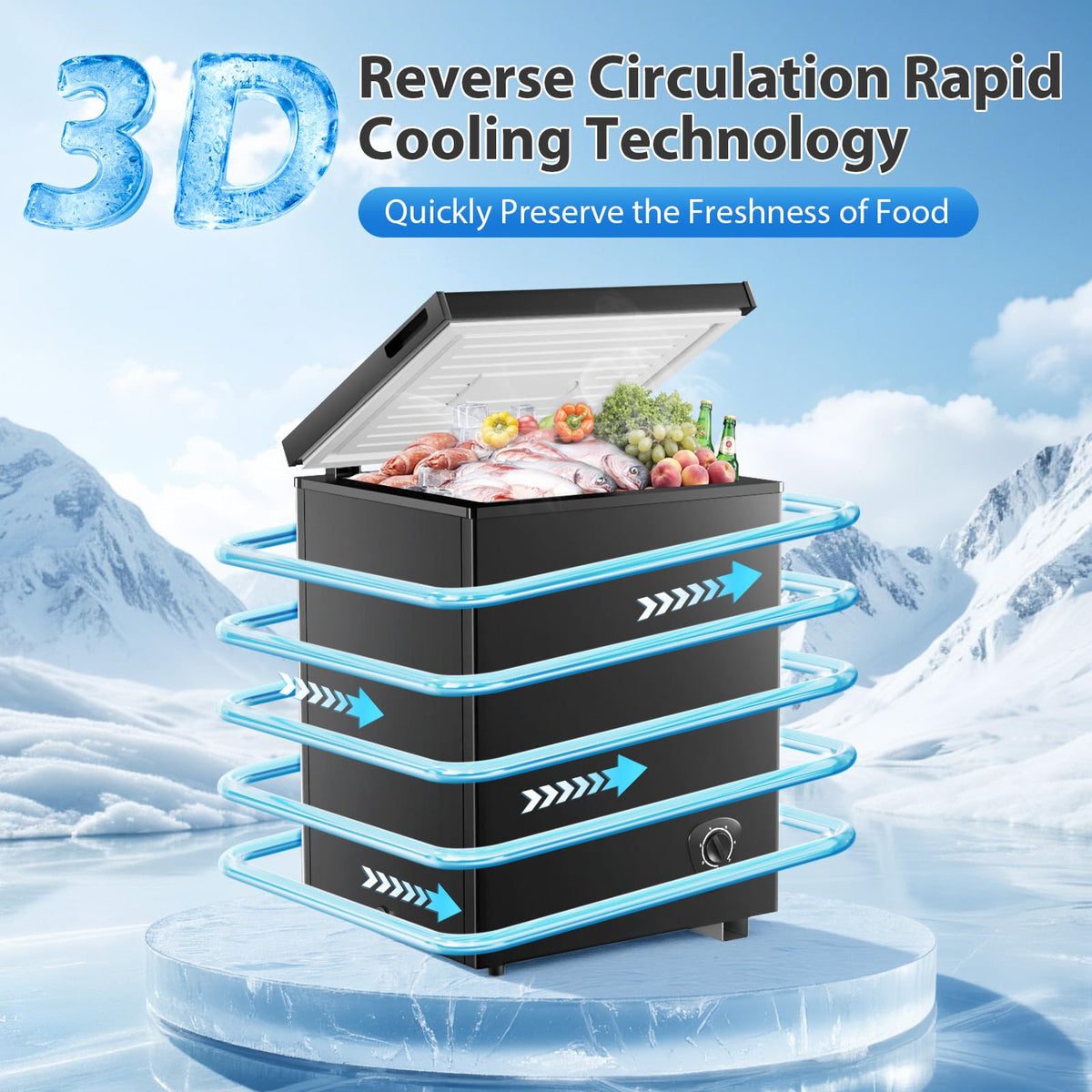 3.5 Cu.Ft Small Chest Freezer, Mini Deep Freezer with Removable Basket, Adjustable Temperature, Free Standing Top Open Door Energy Efficient Compact Freezer for Apartment, Home, Office, Garager，Gray Jansha Store