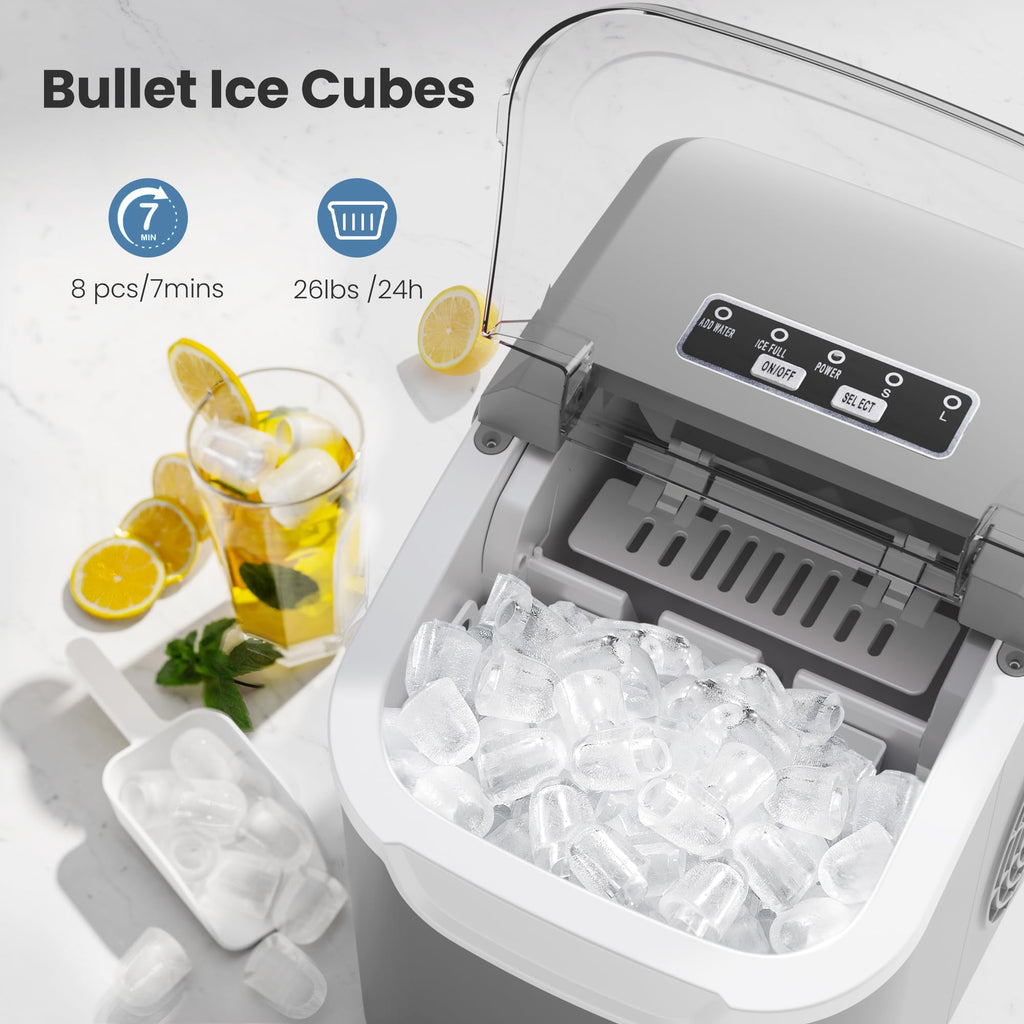 Crzoe Countertop Ice Maker, 26Lbs/24H,2 Sizes of Ice, Self-Cleaning,Black Jansha Store