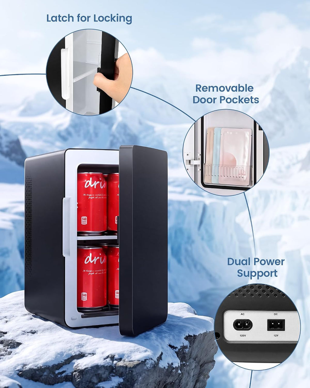 Electactic Mini Fridge, 6L/8Can Portable Small Refrigerator for Bedroom Jansha Store