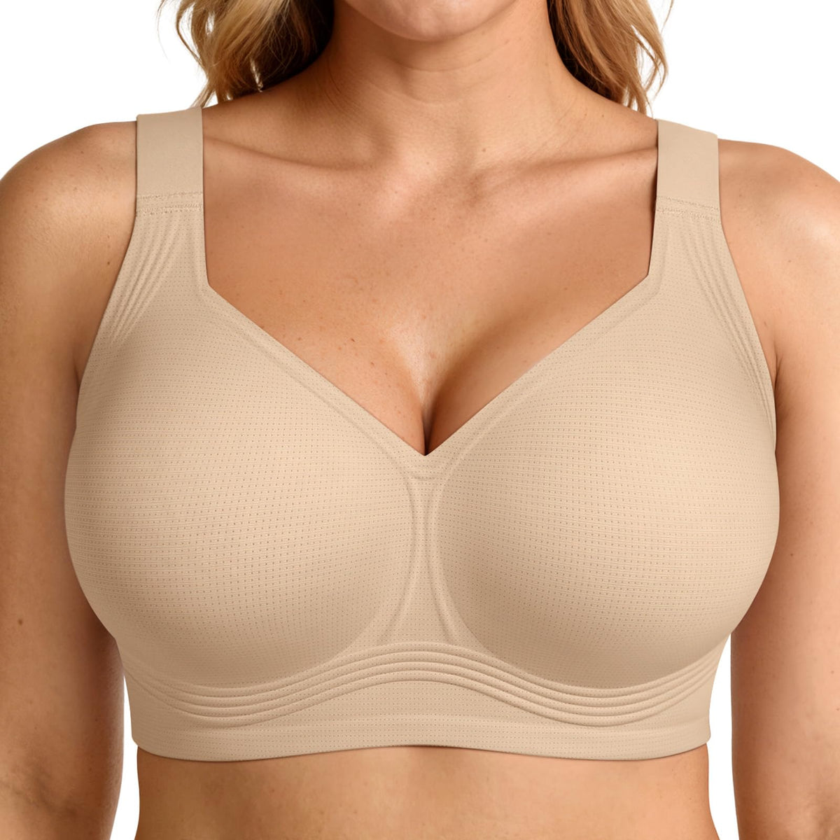 Wireless jelly bra in teal with soft cups and wide supportive underband