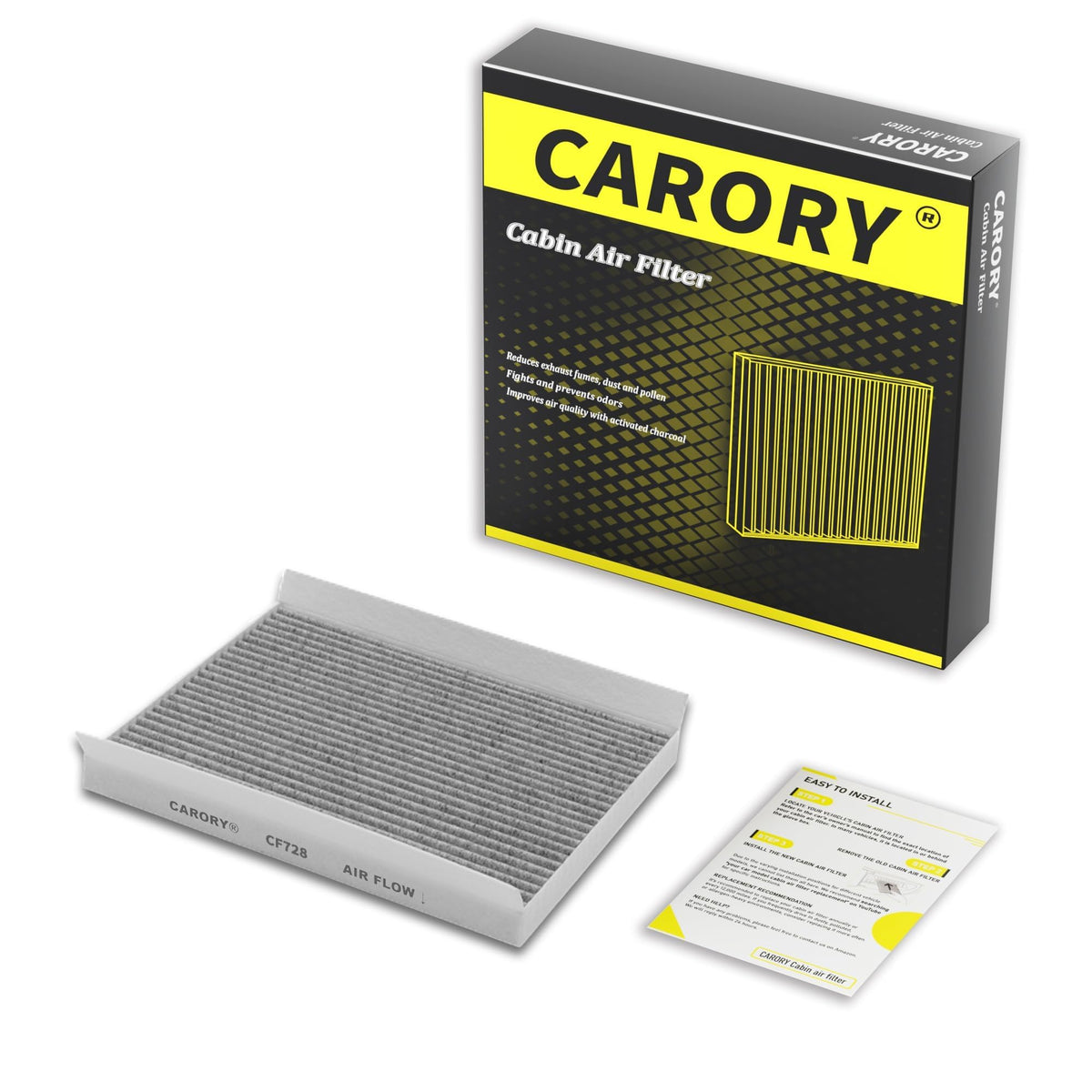 CARORY Cabin Air Filter w/Activated Carbon for Honda Accord 2003–2022, Civic 2006–2015, CR-V 2007–2016, Odyssey 2005–2017, Pilot 2009–2022, Ridgeline 2006–2025, Acura MDX 2007–2020, and More, CF134 Jansha Store